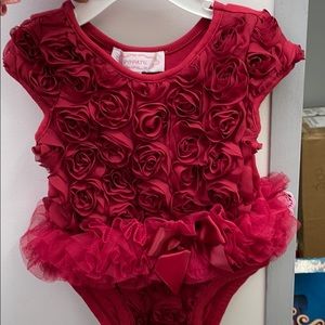 Red flower one piece